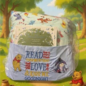 Handmade Winnie the Pooh Embroidered Pocket Pillow with Book